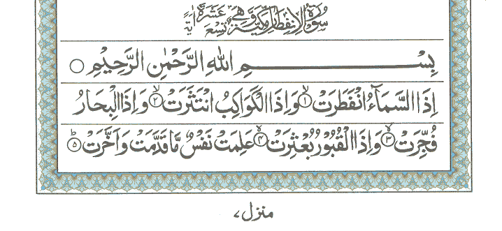 Surah Infitar Ayat No. 1 to 5 - Read Quran Online